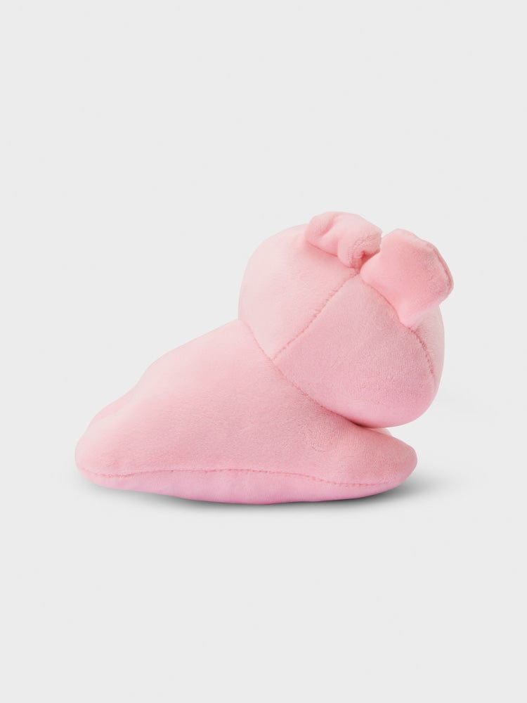 BT21 COOKY minini LYING DOLL officielle, peluche COOKY rose allongée sur fond clair, style minini, cadeau déco chambre