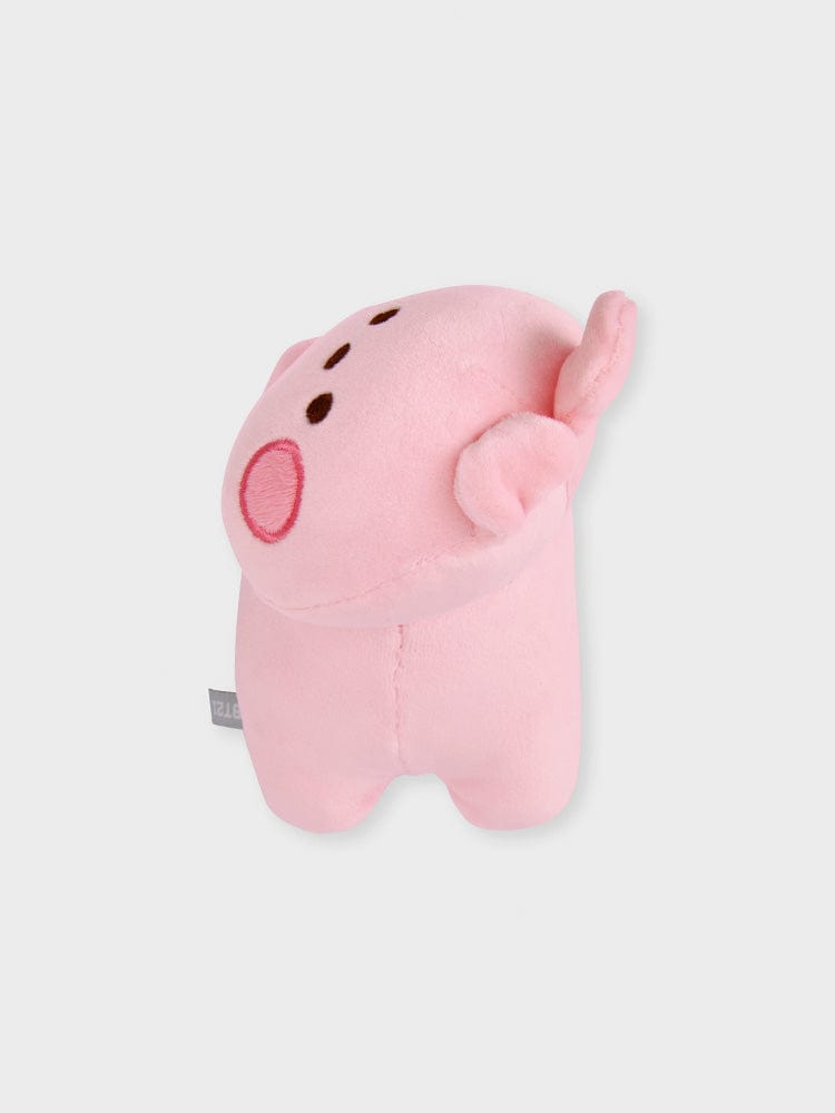 BT21 COOKY minini LYING DOLL, peluche officielle Jungkook BTS, lapin rose couché, photo produit sur fond clair
