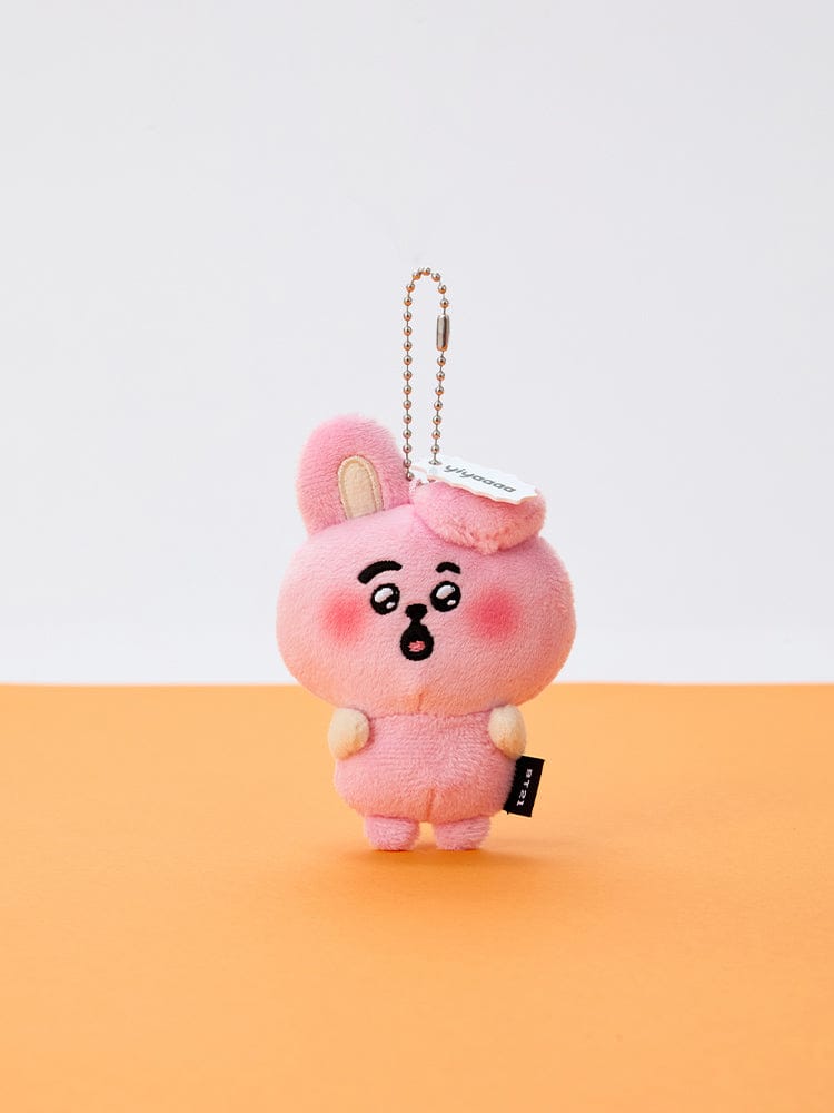 BT21 HEARTBEAT PLUSH KEYRING TODAY'S FACE, porte-clés peluche rose sur fond clair, LINE FRIENDS, officiel BTS