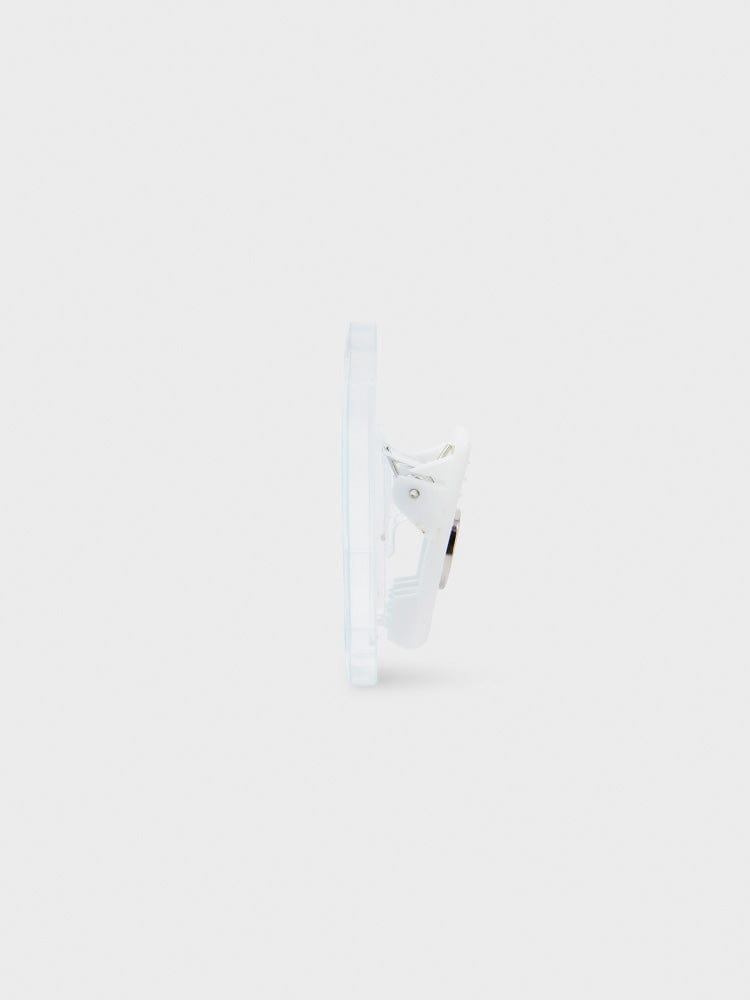 BT21 KOYA ACRYLIC MAGNETIC CLIP ON THE CLOUD EDITION : pince aimantée KOYA sur carte papeterie, fond clair LINE FRIENDS