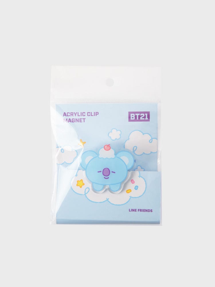 BT21 KOYA ACRYLIC MAGNETIC CLIP ON THE CLOUD EDITION : pince magnétique acrylique koala sur carte ciel nuage LINE FRIENDS