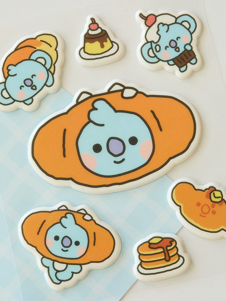 BT21 KOYA BABY STICKERS BAKERY SHOP : autocollants officiels KOYA koala au thème pâtisserie, set sur fond clair