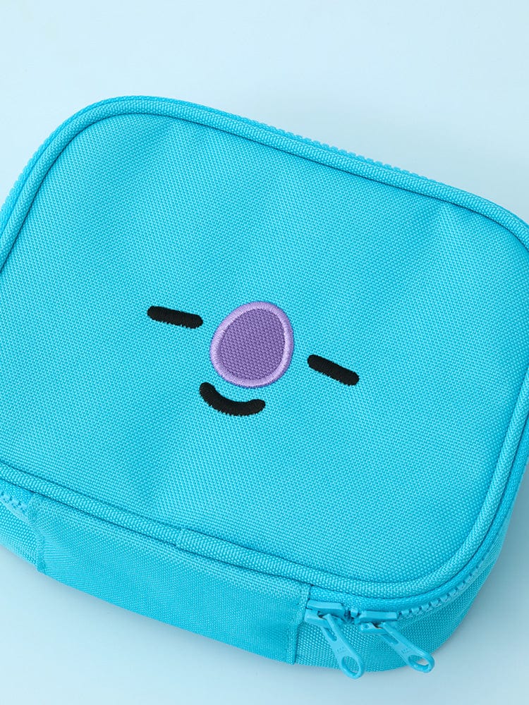 BT21 KOYA BASIC MULTI POUCH (S) LINE FRIENDS, pochette bleue avec visage KOYA sur fond clair, design officiel BTS RM