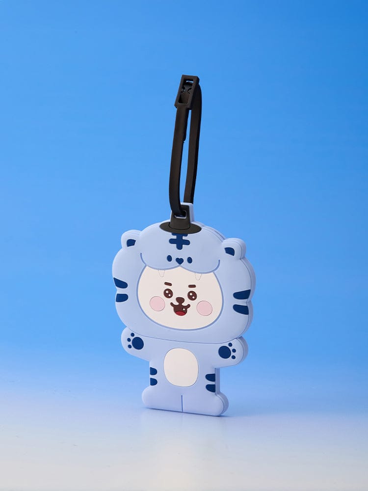 BT21 LUGGAGE TAG K-HORANG, étiquette de valise officielle LINE FRIENDS, personnage K-HORANG bleu sur fond bleu