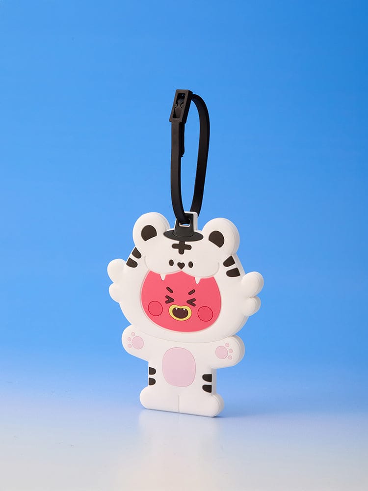 BT21 LUGGAGE TAG K-HORANG, étiquette de bagage LINE FRIENDS, personnage K-HORANG sur fond bleu, style voyage BTS