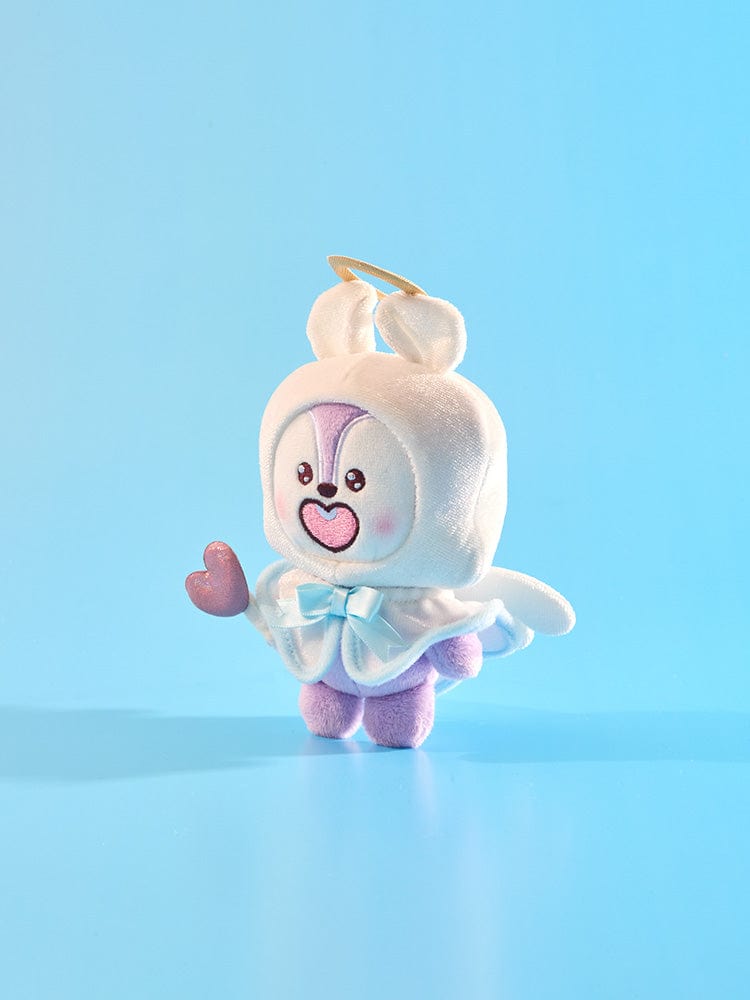 BT21 MANG ANGEL PLUSH ANGEL & VILLAIN peluche officielle LINE FRIENDS, poney danseur masqué en bleu sur fond clair