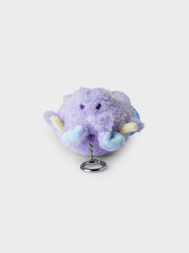 BT21 MANG BABY DOLL KEYRING DRAGON EDITION, porte-clés en peluche violet avec anneau métal, sur fond clair LINE FRIENDS.