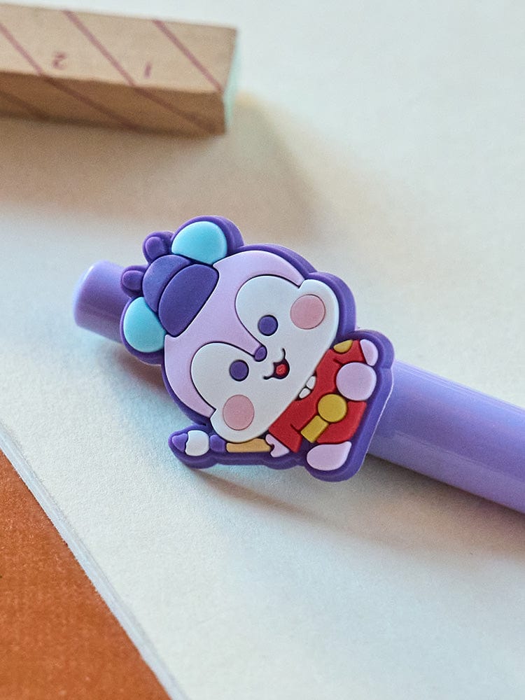 BT21 MANG BABY GEL PEN K-EDITION 2, stylo gel officiel LINE FRIENDS, gros plan sur le design MANG sur bureau