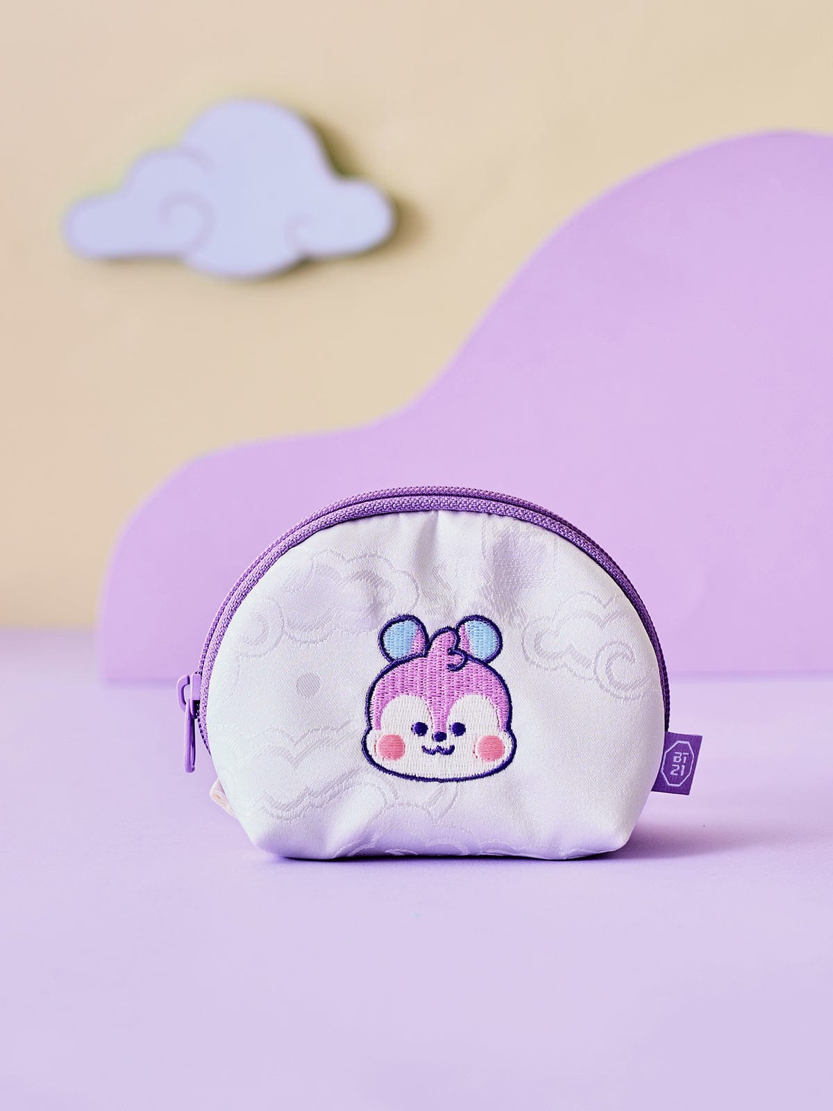 BT21 MANG BABY MINI POUCH K-EDITION ver.2, pochette officielle LINE FRIENDS avec poney masqué MANG, design violet