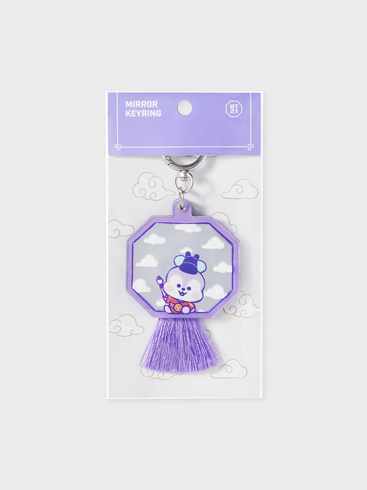 BT21 MANG BABY MIRROR KEYRING K-EDITION ver.2, porte-clés miroir officiel LINE FRIENDS, bébé MANG en forme d’octogone