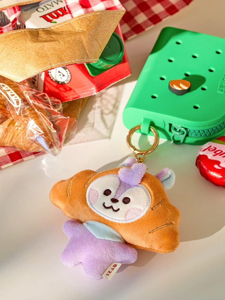 BT21 MANG BABY PLUSH KEYRING BAKERY SHOP, porte-clés MANG en peluche sur décor de boulangerie, LINE FRIENDS