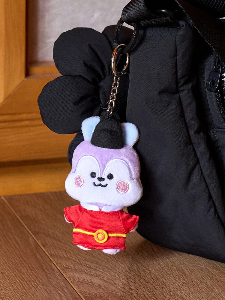 BT21 MANG BABY PLUSH KEYRING K-EDITION 2, porte-clés officiel LINE FRIENDS sur sac noir, poney danseur en peluche