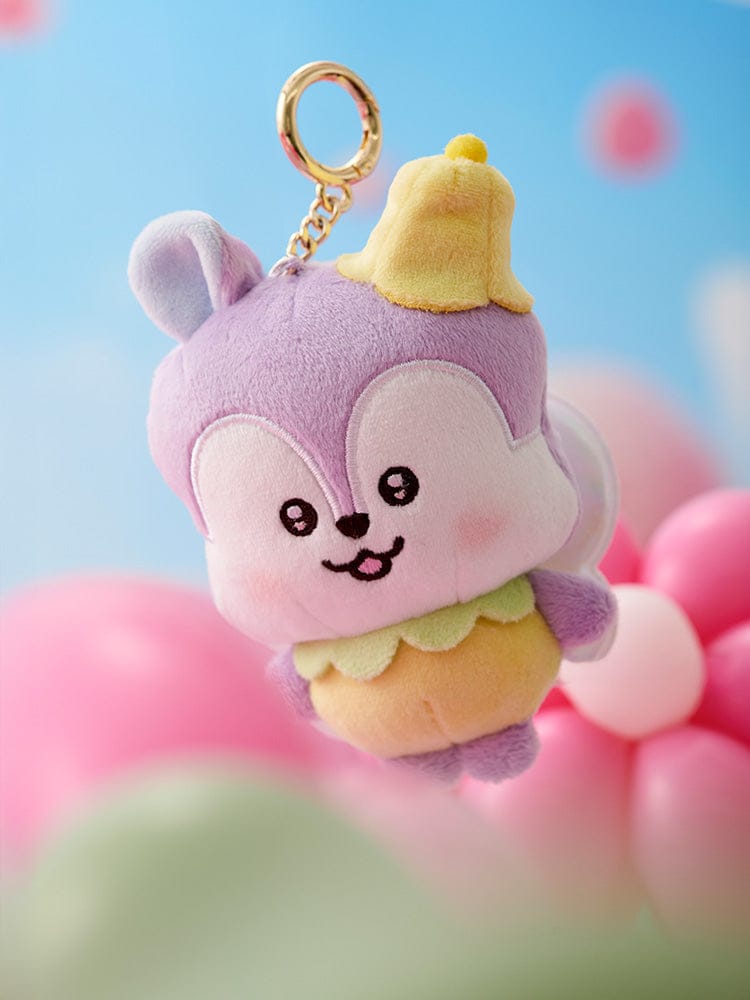BT21 MANG BABY PLUSH KEYRING SPRING FAIRY, porte-clés LINE FRIENDS en peluche MANG, arrière-plan bleu pastel