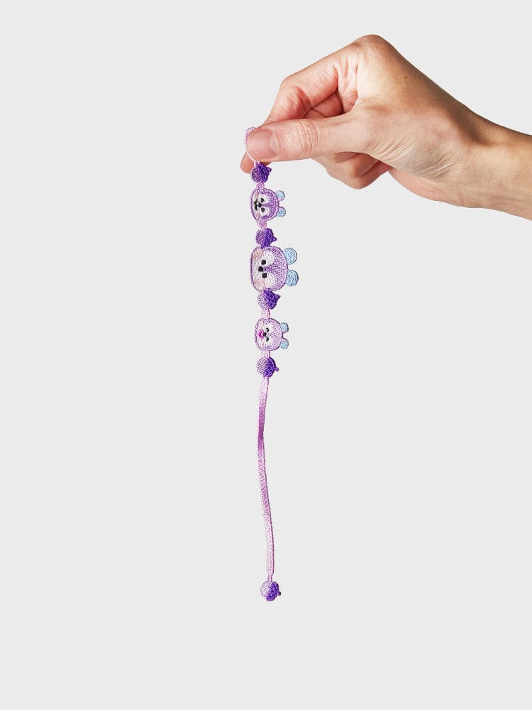 BT21 MANG BRACELET BIG & TINY EDITION, bracelet beauté officiel LINE FRIENDS avec MANG poney danseur masqué, main tenant