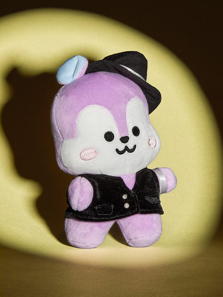 BT21 MANG Born to Dance Small Wire Doll, peluche officielle LINE FRIENDS : MANG poney danseur masqué sur fond beige.