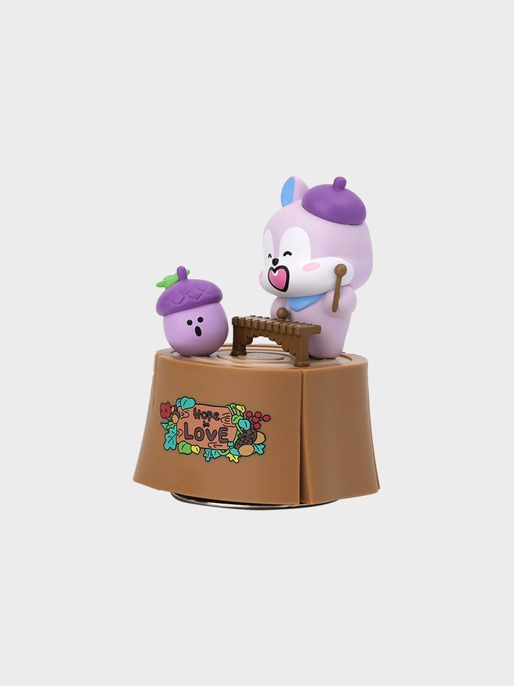 BT21 MANG FIGURINE MUSIC BOX HOPE IN LOVE LINE FRIENDS : figurine poney masqué j-hope sur boîte musicale décorée.