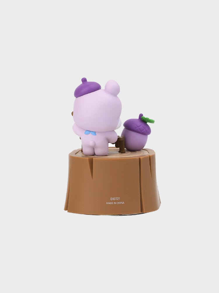 BT21 MANG FIGURINE MUSIC BOX HOPE IN LOVE : figurine music box j-hope avec poney masqué sur socle, style LINE FRIENDS