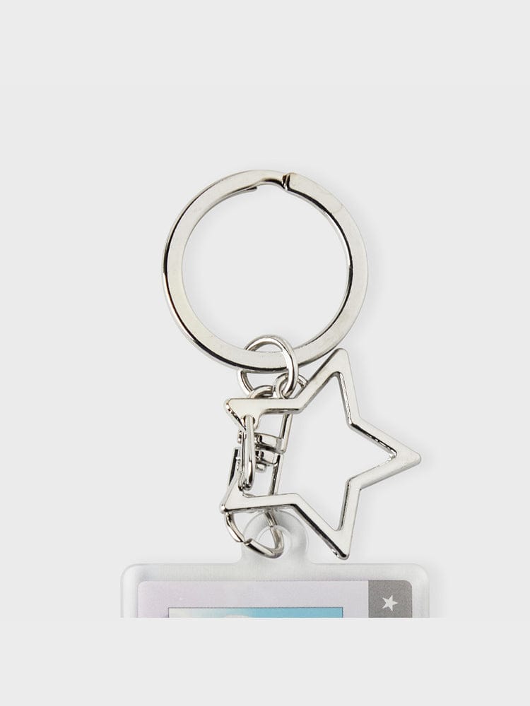 BT21 MANG ID CARD ACRYLIC KEYRING SILVER EDITION, porte-clés acrylique argent LINE FRIENDS avec breloque étoile