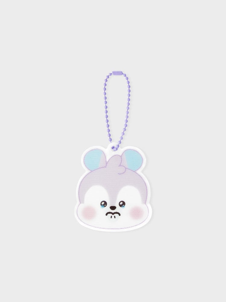 BT21 MANG NEWBORN BABY LENTICULAR 3D KEYRING officiel LINE FRIENDS : porte-clés 3D sur fond clair, MANG souriant