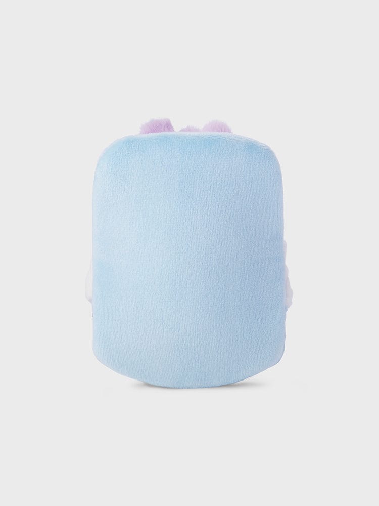BT21 MANG NEWBORN BABY PLUSH peluche officielle LINE FRIENDS, poney danseur masqué, tête bleue moelleuse sur fond clair