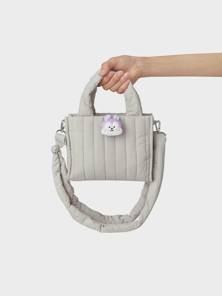BT21 MANG QUILTED BAG WITH FACE PLUSH BADGE WINTER EDITION, sac matelassé LINE FRIENDS avec badge peluche MANG