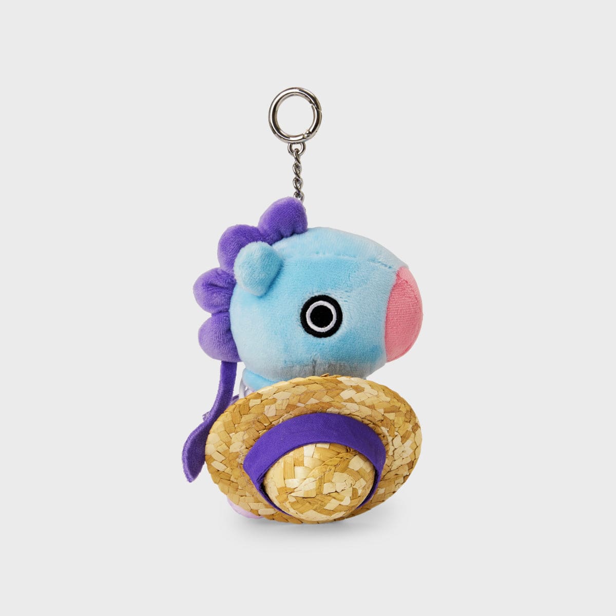BT21 MANG SUMMER LANE BODY BAG CHARM, porte-clés LINE FRIENDS avec peluche MANG poney masqué sur fond clair