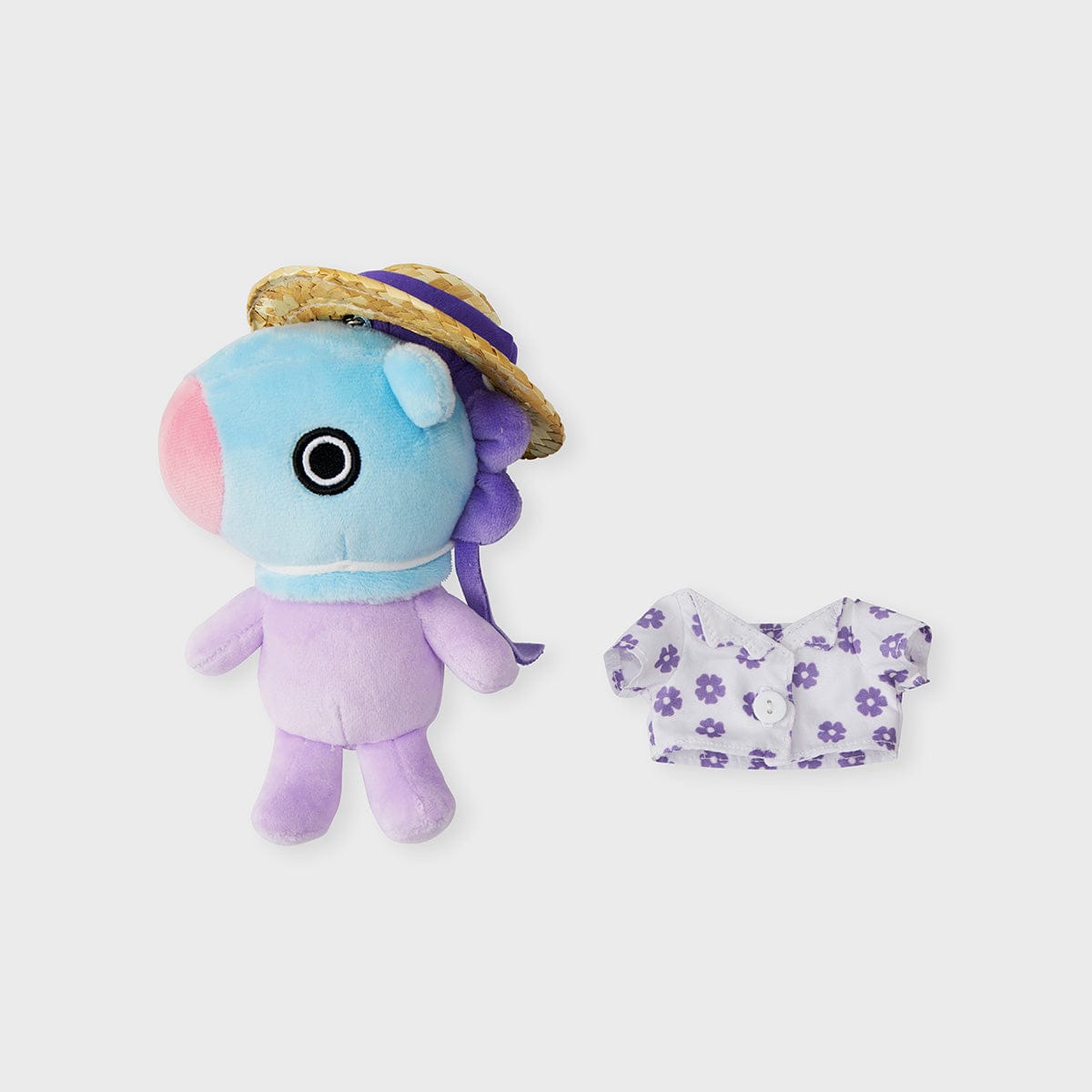 BT21 MANG SUMMER LANE BODY BAG CHARM porte-clés MANG j-hope, figurine K-pop bleu violet avec bandana, accessoires LINE FRIENDS.