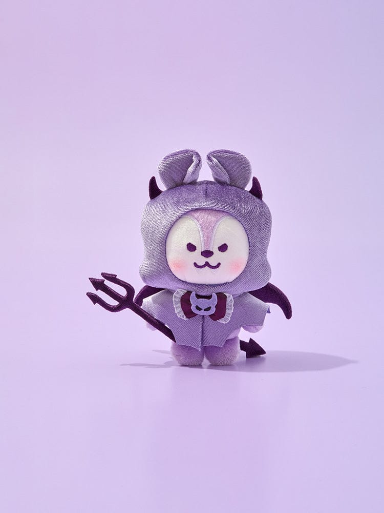 BT21 MANG VILLAIN PLUSH ANGEL & VILLAIN : peluche MANG danseur masqué LINE FRIENDS sur fond violet
