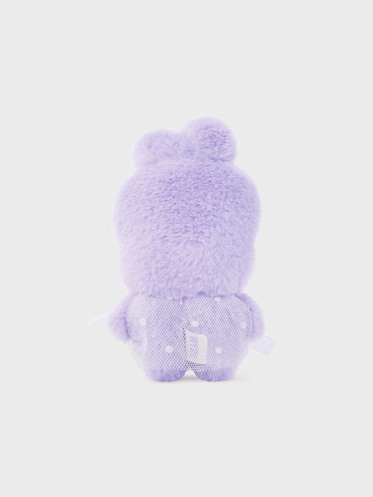 BT21 MANG mini minini DOLL RIBBON EDITION : peluche violette MANG, poney danseur masqué, sur fond clair
