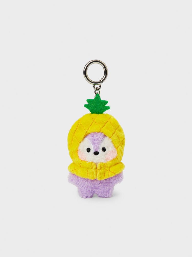BT21 MANG mini minini FRUITS KEYRING : porte-clés officiel MANG en forme de fruit, figurine ronde sur fond clair.