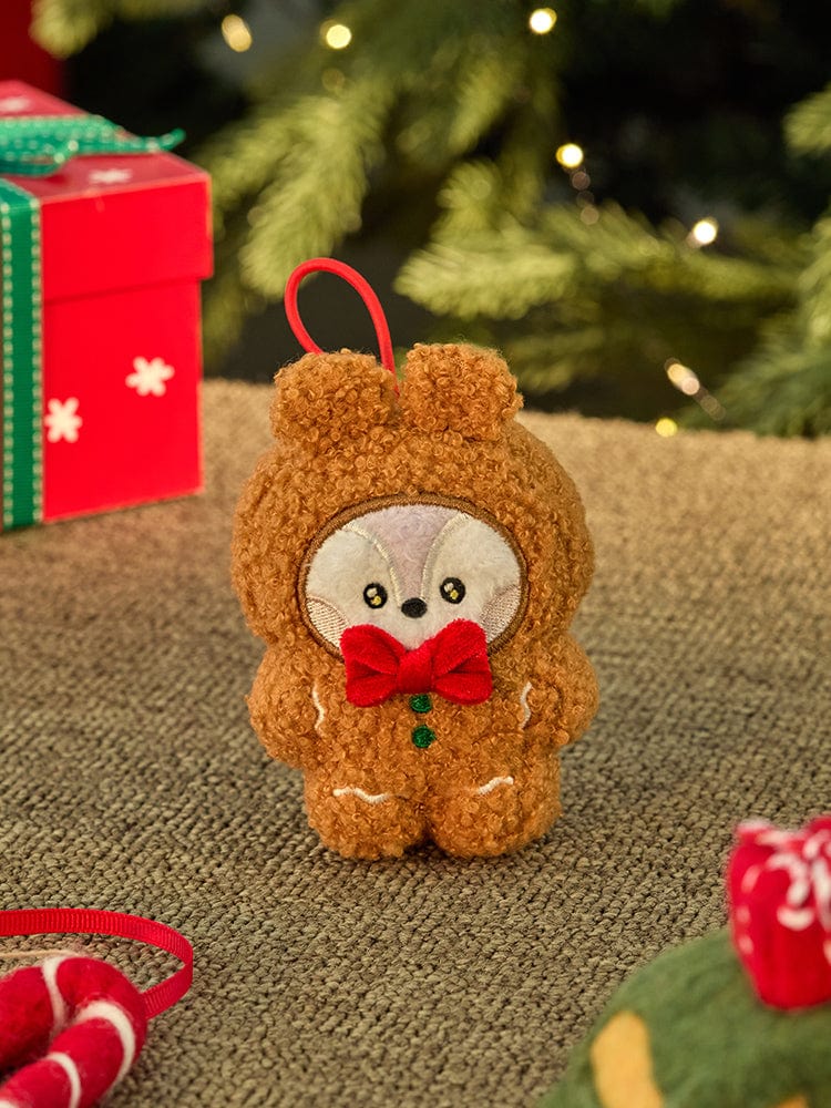 BT21 MANG mini minini ORNAMENT PLUSH KEYRING PETITE HOLIDAY, porte-clés peluche MANG près du sapin et cadeaux de Noël