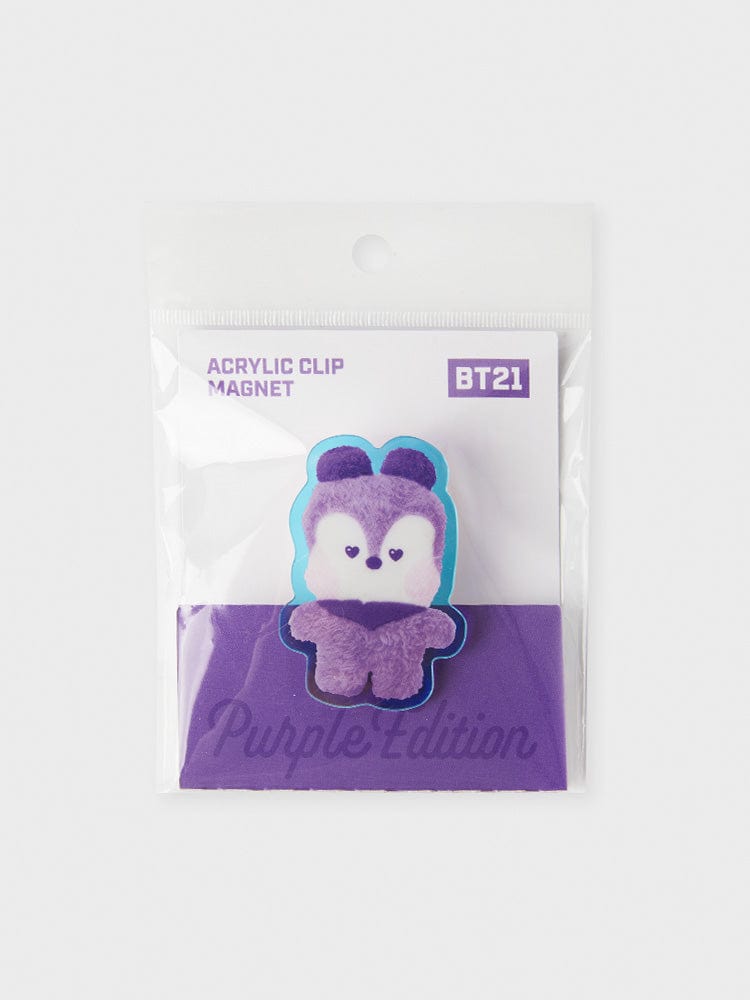 BT21 MANG minini ACRYLIC MAGNETIC CLIP PURPLE OF WISH EDITION : clip acrylique aimanté violet LINE FRIENDS sur fond blanc