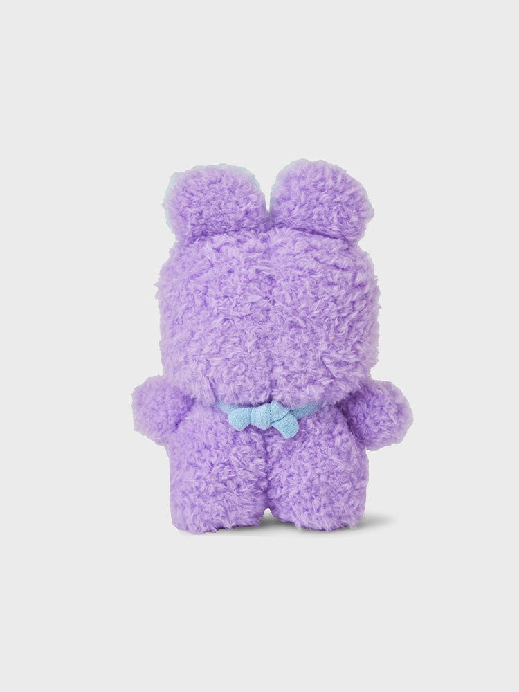 BT21 MANG minini MINI DOLL peluche officielle violet, poney danseur masqué J-Hope BTS, décor chambre sur fond clair.