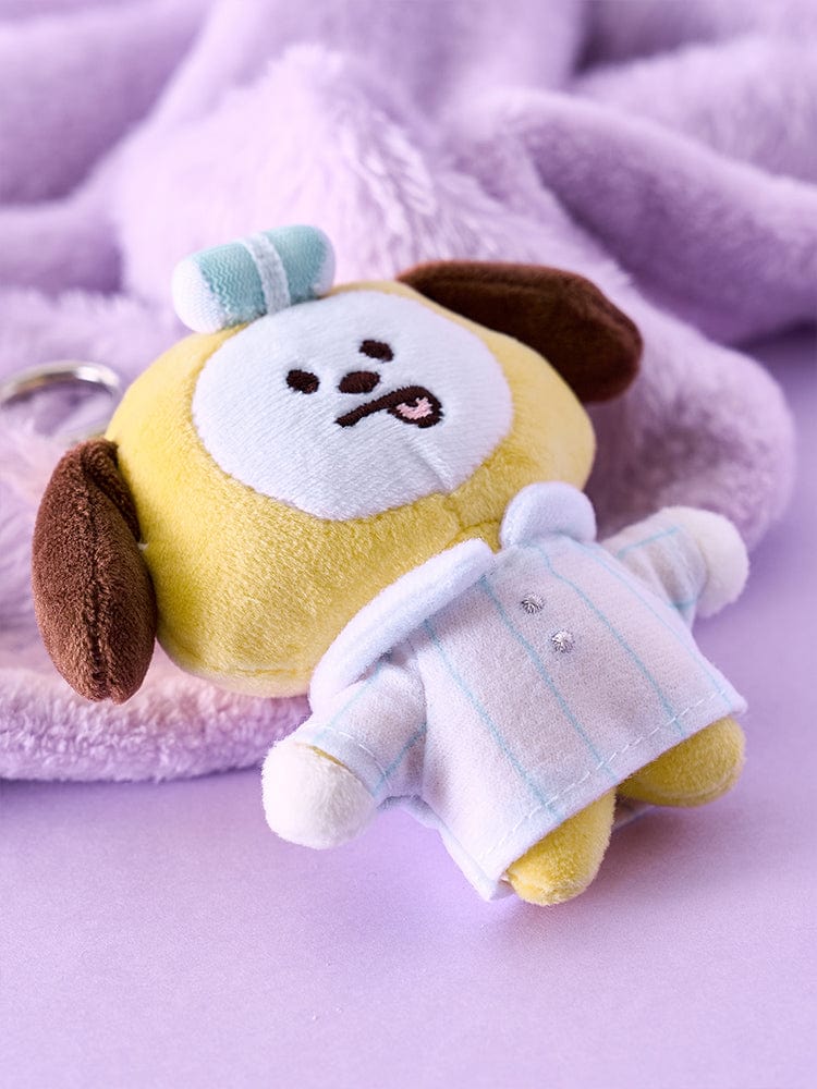 BT21 NEW BASIC CHIMMY PAJAMA PLUSH KEY RING officiel LINE FRIENDS : porte-clés peluche CHIMMY en pyjama, fond violet