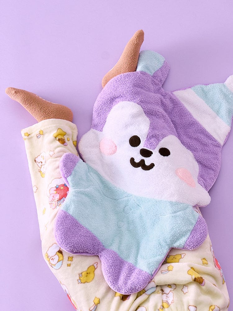 BT21 NEW BASIC MANG SWEET DREAMS CHARACTER KNEE BLANKET, couverture de genou Mang j-hope sur décor violet, officielle LINE FRIENDS