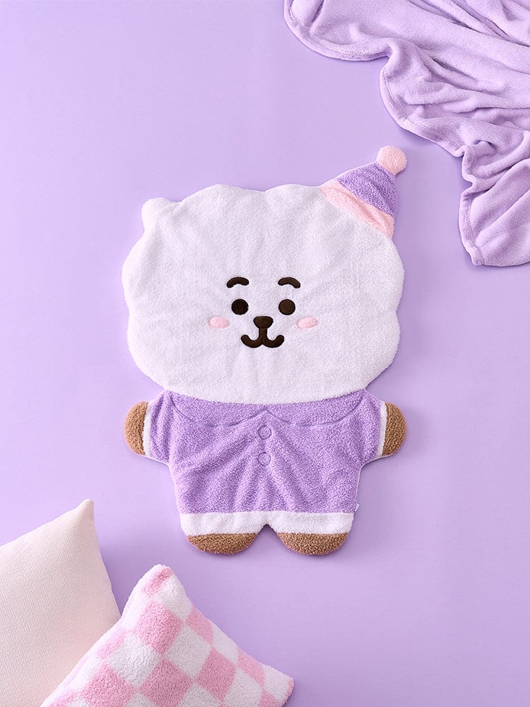 BT21 NEW BASIC RJ SWEET DREAMS CHARACTER KNEE BLANKET : couverture genou RJ alpaga kawaii, fond violet, marque LINE FRIENDS.