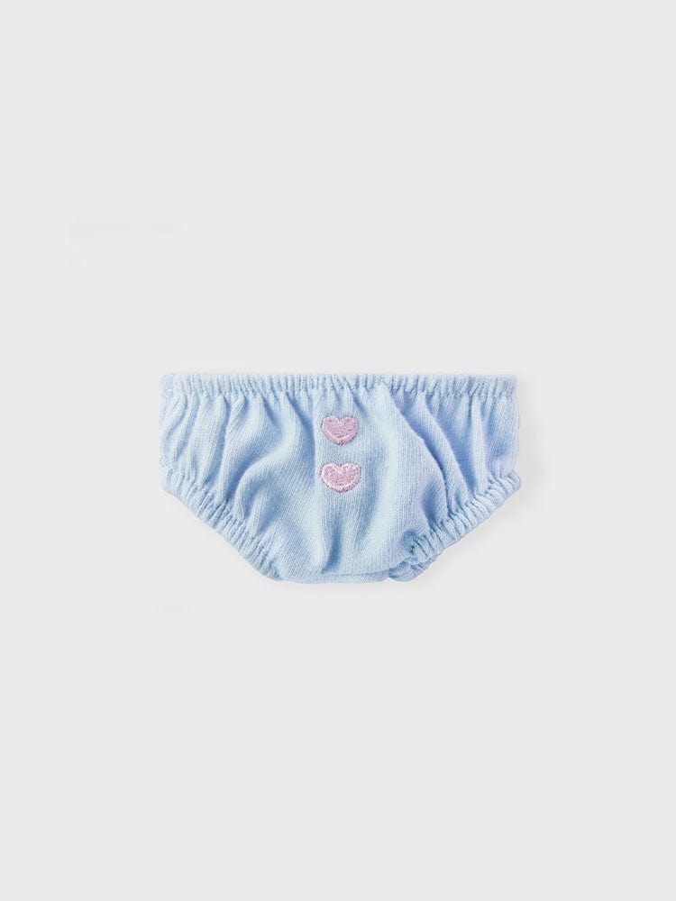 BT21 NEWBORN BABY CLOSET - DIAPER : couche bébé bleue avec cœurs roses, produit BT21 sur fond clair