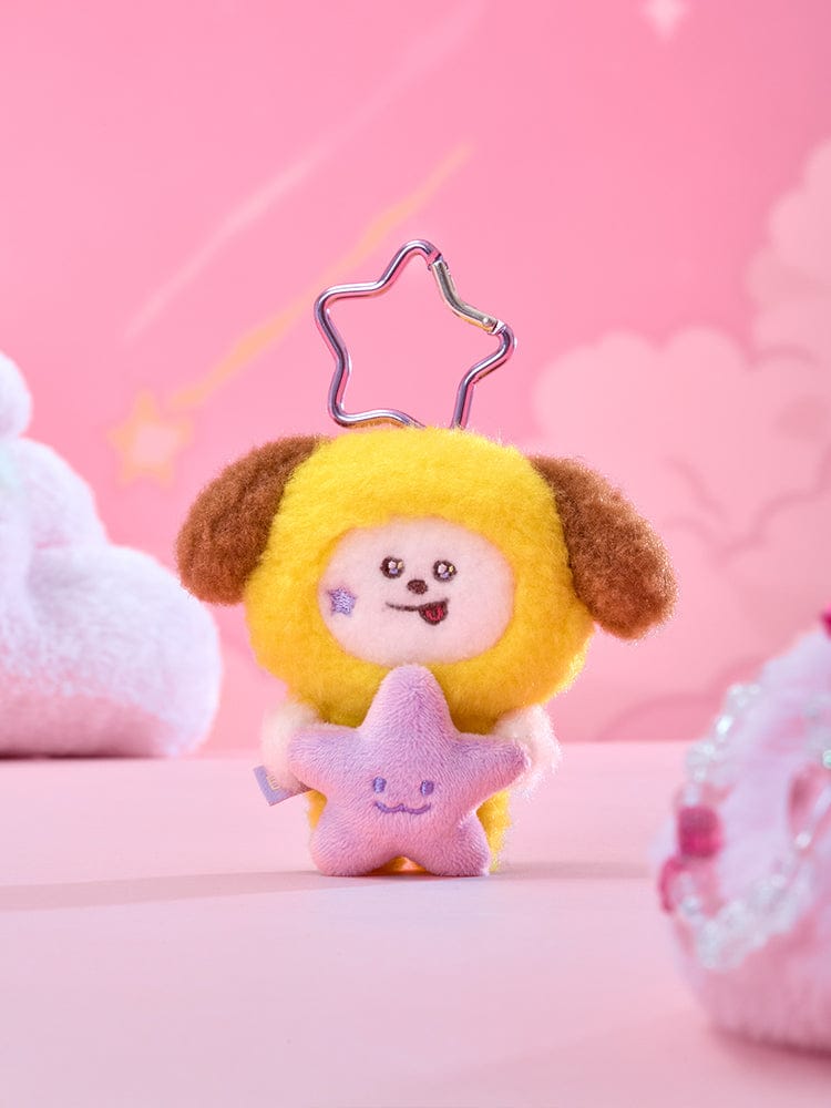 BT21 PURPLE STAR PLUSH KEYRING THE JOURNEY : porte-clés en peluche étoile violette de LINE FRIENDS, décor K-pop rose