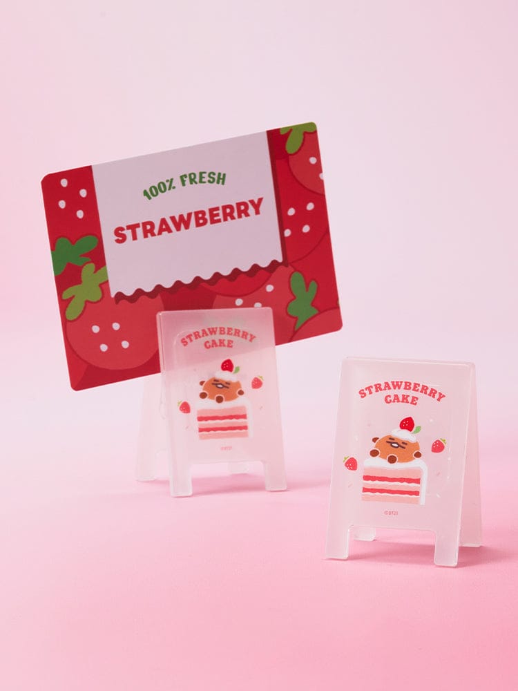 BT21 RANDOM ACRYLIC MULTI-CLIP STRAWBERRY PARTY (1P) : porte-mémo en acrylique fraise, marque BT21/LINE FRIENDS, école/bureau.