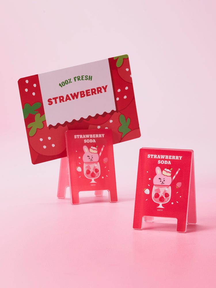BT21 RANDOM ACRYLIC MULTI-CLIP STRAWBERRY PARTY (1P) LINE FRIENDS : pinces acryliques fraise, décor rose, papeterie BT21 BTS.