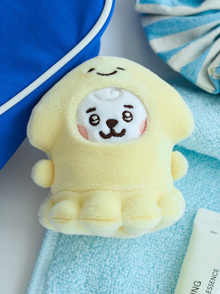 BT21 RJ BABY MINI DOLL OCEAN FRIENDS, peluche alpaga LINE FRIENDS en mini décor bleu ciel, adorable et douce.