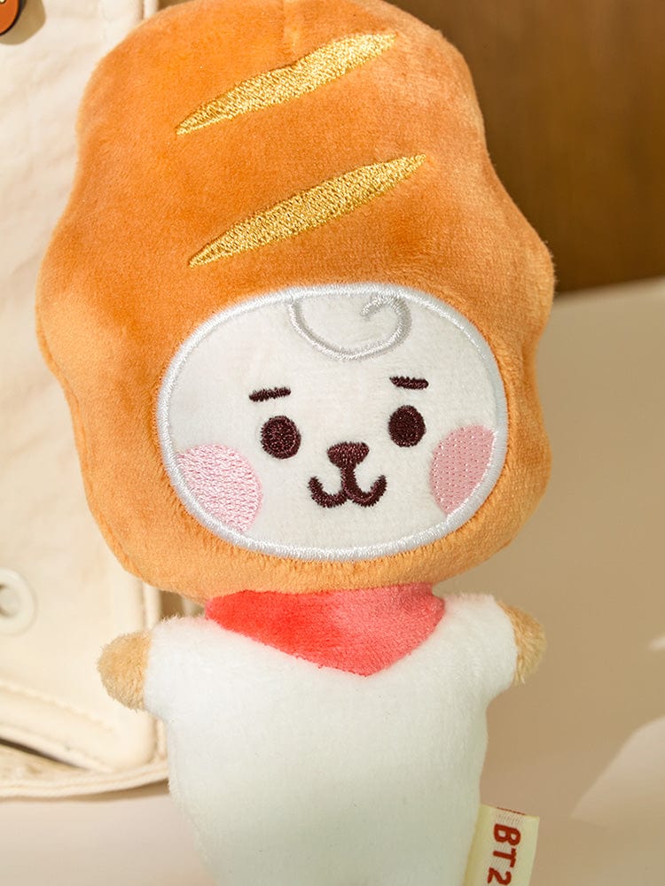 BT21 RJ BABY PLUSH KEYRING BAKERY SHOP : porte-clés RJ alpaga, sur fond crème, accessoire officiel LINE FRIENDS.