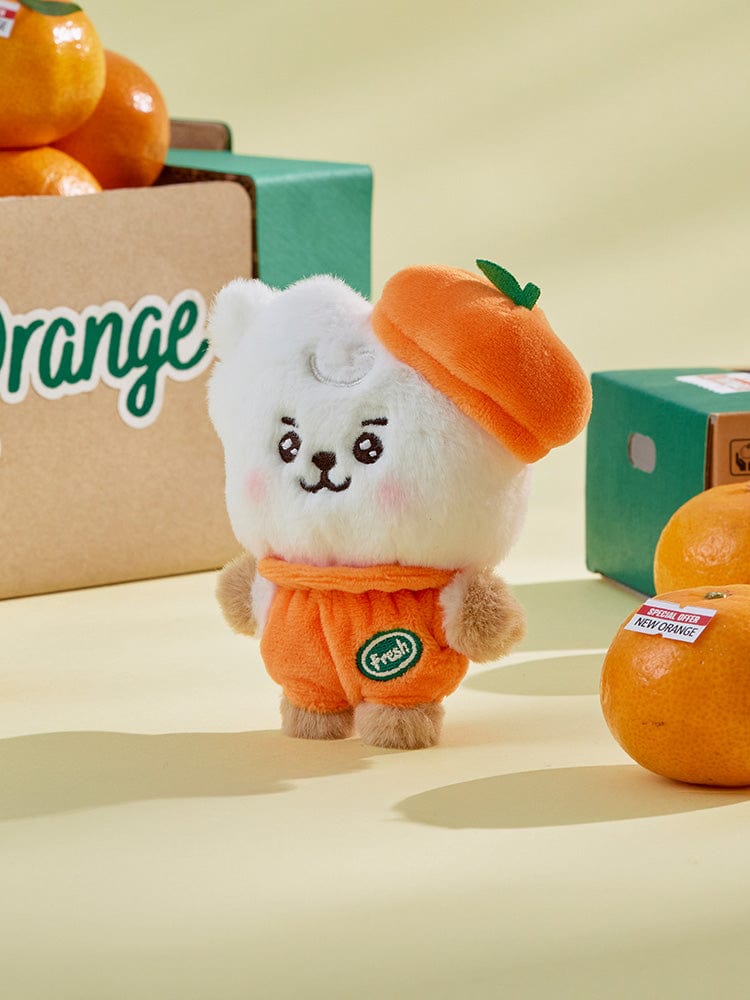 BT21 RJ BABY PLUSH ORANGE PARTY, peluche officielle LINE FRIENDS orange avec bébé alpaga RJ en déco orange party