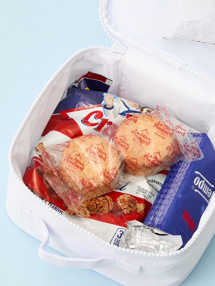 BT21 RJ BASIC MULTI POUCH (M) LINE FRIENDS : pochette multi-poches RJ l’alpaga, ouverte montrant l’intérieur sur fond clair.