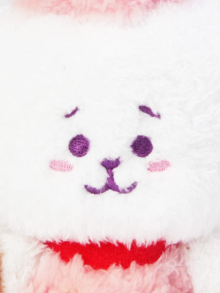 BT21 RJ DOLL KEYRING ON THE CLOUD EDITION : porte-clés LINE FRIENDS RJ, alpaga peluche aux nuages roses.
