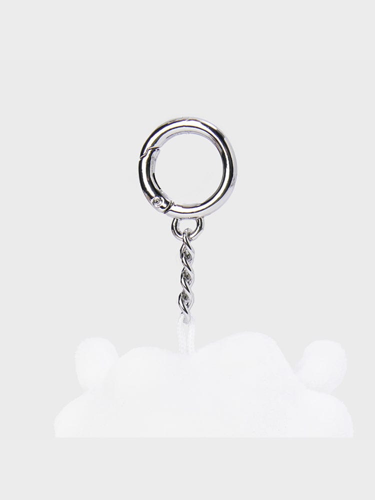 BT21 RJ DOLL KEYRING SILVER EDITION porte-clés RJ alpaga LINE FRIENDS, anneau argent sur fond clair