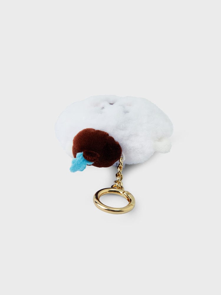 BT21 RJ MINI KEYRING HOPE IN LOVE porte-clés LINE FRIENDS avec RJ alpaga, anneau doré, fond clair