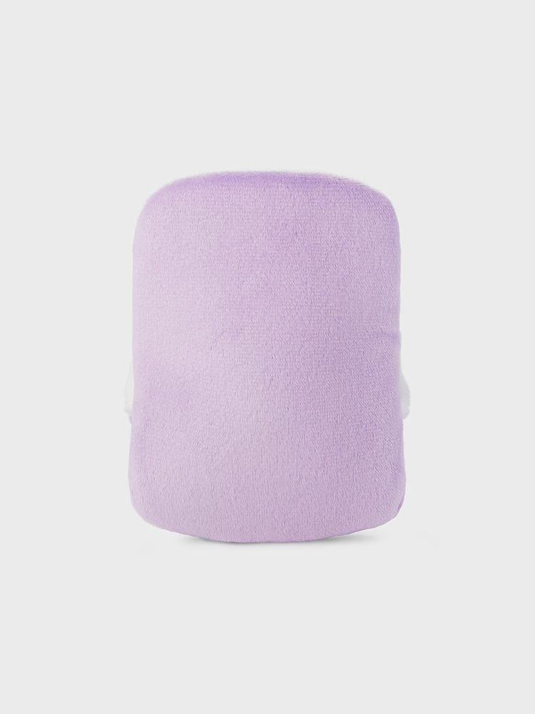 BT21 RJ NEWBORN BABY PLUSH : peluche alpaga lilas LINE FRIENDS, vue de face sur fond clair, style nouveau-né.