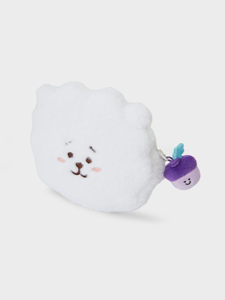 BT21 RJ PLUSH POUCH HOPE IN LOVE LINE FRIENDS : peluche alpaga RJ douce en pochette, décorative sur fond clair.