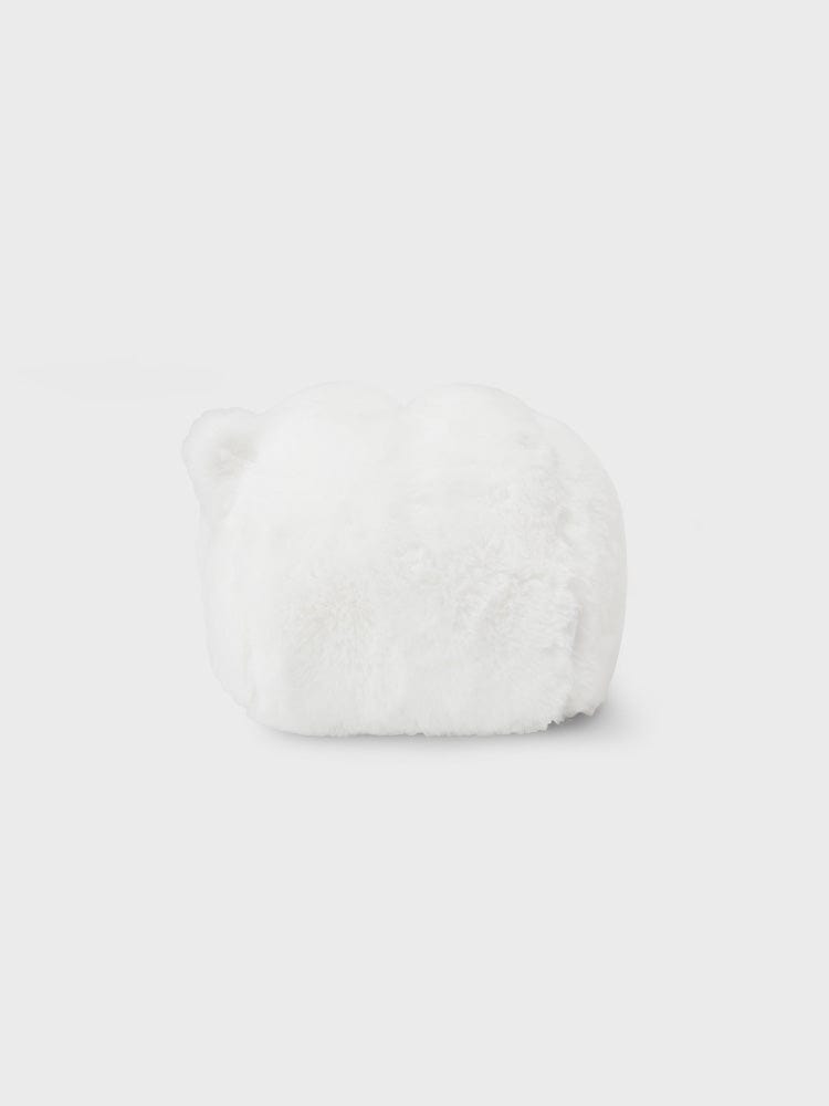 BT21 RJ PLUSH TISSUE HOLDER COZY HOME, peluche RJ LINE FRIENDS pour boîtier mouchoirs, décor chambre cozy, fond clair.
